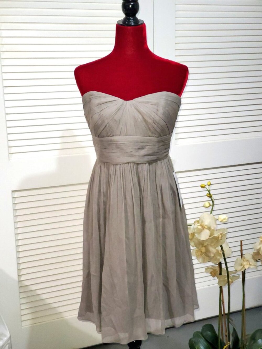 NWT J.Crew Women's Formal Dress Marbella Strapless in Silk Chiffon Size 10 790 - Picture 2 of 10
